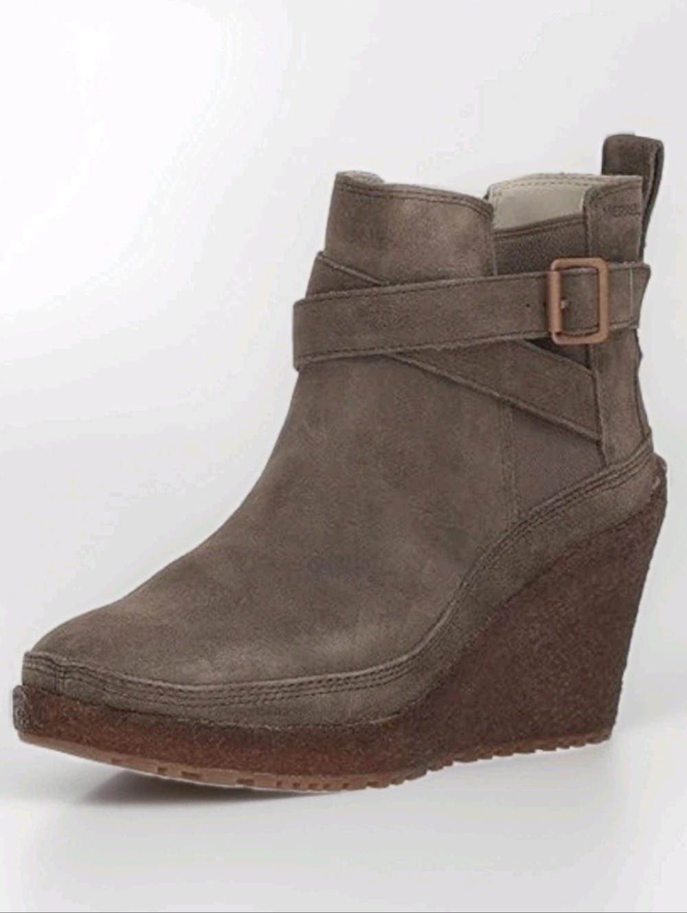 Merrell Tremblant Wedge Boots Tan Suede Waterproof Zip Ankle Bootie Womens Sz 11